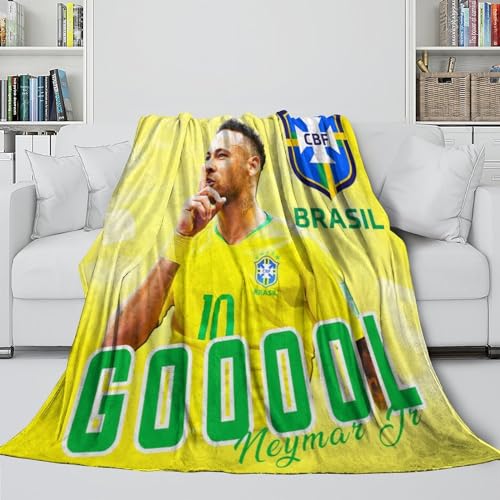 REIPOL Neymar Flanell Decke - Fußball Kinder Erwachsene - Tactile Gefühl Wie Eine Umarmung in Einer Decke - Sofa Bett Krippe Dekor - Weihnachten Geburtstag Geschenk 60x80inch(150x200cm) von REIPOL