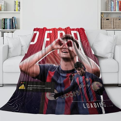 REIPOL Pedri Plüsch Decke - Flanell Decke Für Kinder Jugendliche Erwachsene - Fußball Weich Gemütlich Decke Für Sofa Bett Stuhl Dekor - Weihnachten Geburtstag Hochzeit Geschenk 40x50inch(100x130cm) von REIPOL