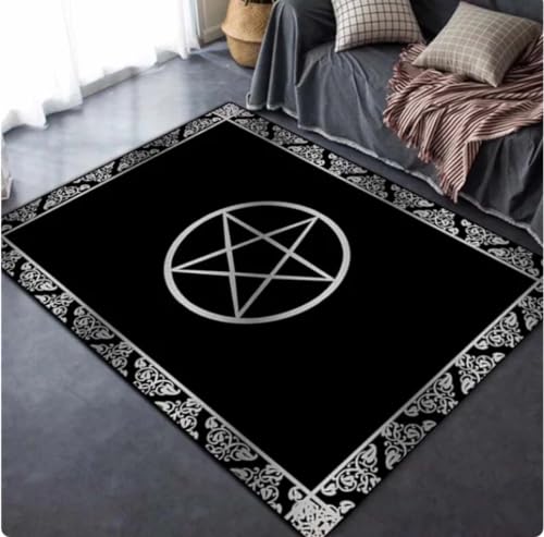 REIPOL Pentagramme Teppich für Wohnzimmer Satan Dekor Sofa Tisch Bereich Teppiche Anti-Rutsch Fußmatte Badezimmer Türmatte 80x120cm von REIPOL