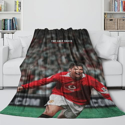 REIPOL Ronaldo Flanell Decke - Fußball Anti-Pilling Decke Für Sofa Bett Dekor - Überwürfe Für Kinder Jugendliche Erwachsene - Geschenkidee Zu Weihnachten Geburtstag 50x60inch(127x152cm) von REIPOL