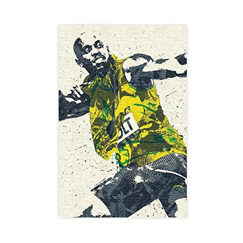 REIPOL Usain Bolt Sportposter auf Leinwand, Poster, Wandkunst, Dekor, Bild, Gemälde für Wohnzimmer, Schlafzimmer, Dekoration, ungerahmt, 40 x 60 cm von REIPOL