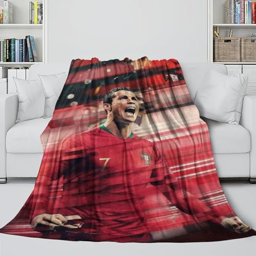 Ronaldo Modisch Decke - Fußball Warme Decke Zum Einkuscheln Beim Fernsehen - 3D Gedruckte Decke Für Verschiedene Verwendungszwecke Zum Sofa Bett Dekor 60x80inch(150x200cm) von REIPOL