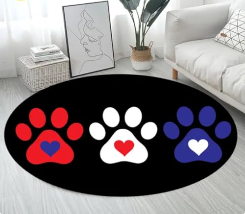 Runder Teppich der Pets Footprint-Serie, Teppich für Wohnzimmer, Schlafzimmer, Sofa-Dekoration, rutschfeste Bodenmatte 180cm von REIPOL