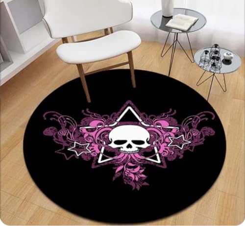 Terror Skull Print Runder Teppich Wohnzimmer Anti-Rutsch-Teppich Couchtisch Fußmatte Schlafzimmermatten 200cm von REIPOL