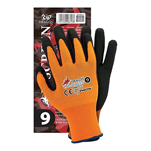 Reis R-SCREEN9 Dragon Schutzhandschuhe, Orange-Schwarz, 9 Größe, 12 Stück von REIS