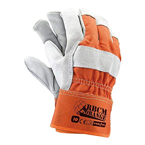 Reis RBCMORANGE Schutzhandschuhe, Orange-Hellgrau, 10 Größe, 12 Stück von REIS