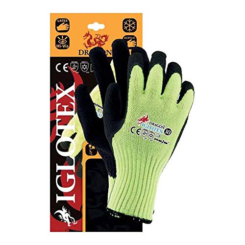 Reis IGLOTEX Dragon Schutzhandschuhe, Gelb-Schwarz, 10 Größe, 6 Stück von REIS