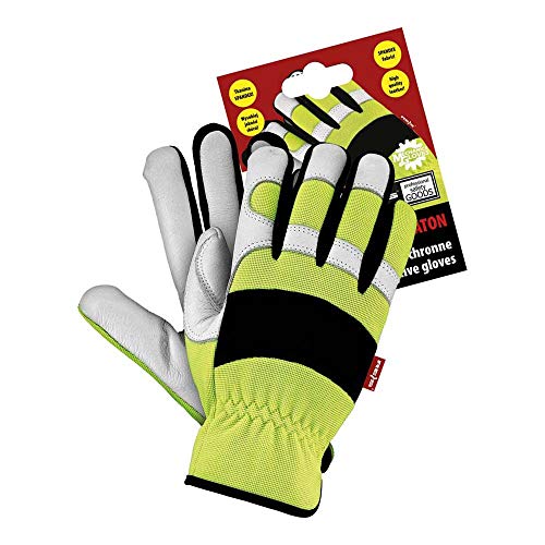 Reis Rmc-Meraton_L Mechanics Gloves Schutzhandschuhe, Gelb-Weiß-Schwarz, L Größe, 12 Stück von REIS