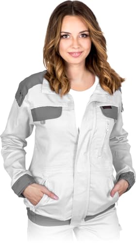 CORTON Damen-Schutz-Sweatshirt: 100% Baumwolle, 260 g/m², Reißverschluss und Klettverschluss, Reflektierend, Farbe: Weiß - grau, Größe 2XL von REIS