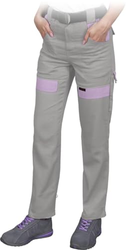 CORTON Damen-Schutzhose in Taillenlänge: 100% Baumwolle, 260 g/m², Vielseitige Taschen, Elastischer Bund, Reflektierend, Farbe: Hellgrau - Heidekraut, Größe 36 von REIS