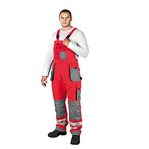 Arbeitslatzhose mit Reflektoren Warnschutzhose Warnschutzlatzhose Latzhose Warnschutz Arbeitshose Sicherheitshose 54 rot Arbeitslatzhose mit Reflektoren Warnschutzhose Warnschutzlatzhose Latzhose Warnschutz Arbeitshose Sicherheitshose 54 rot von REIS