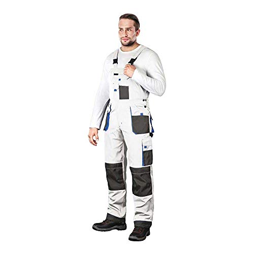 Leber&Hollman LH-FMN-B_WSN52 Formen Schutzlatzhose, Weiß-Grau-Blau, 52 Größe von REIS