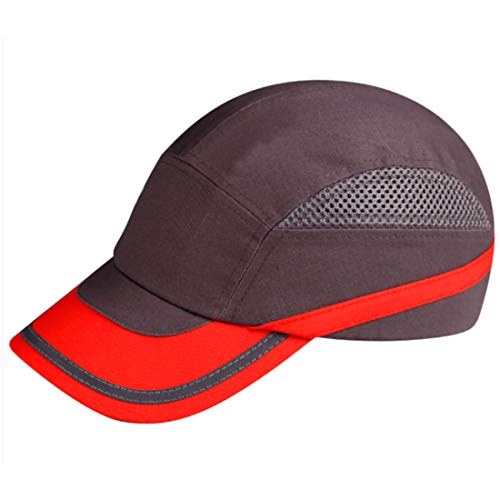 Profi Anstoßkappe Schutzkappe Hardcap Schutzhelm Kopfschutz Sicherheitskappe Sicherheits-Cap grau/rot von REIS