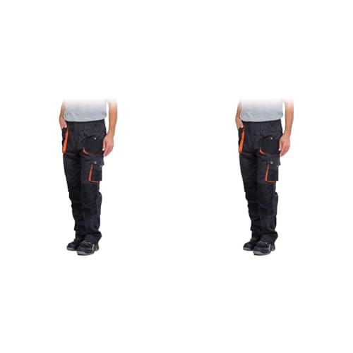 REIS FORECO-T SBP54 Arbeitshosen Männer, Arbeitshose, Schnittschutzhose, Arbeithose Herren, Stahl Blau-Schwarz-Orange, 48 Größe (Packung mit 2) von REIS