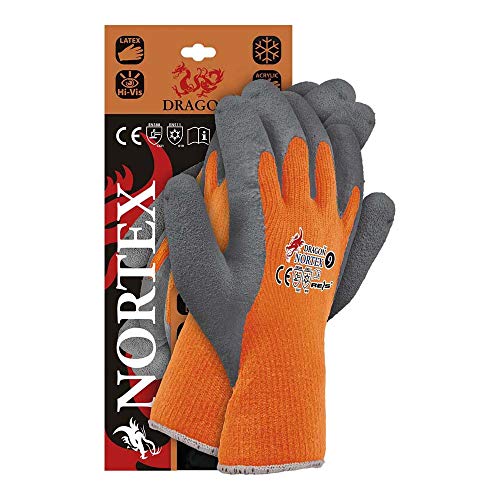 Reis NORTEX7 Dragon Schutzhandschuhe, Orange-Stahlblau, 7 Größe, 12 Stück von REIS