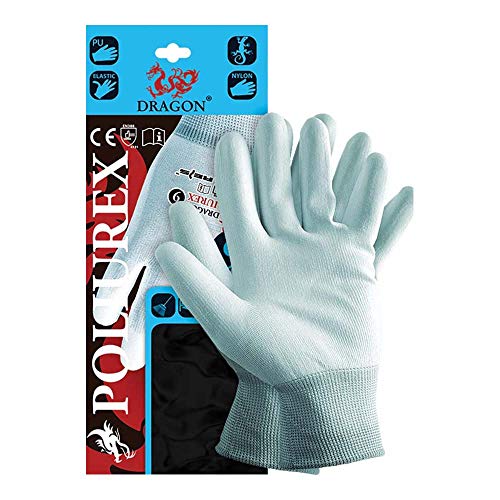 Reis POLIUREX10 Dragon Schutzhandschuhe, Hellblau-Weiß, 10 Größe, 12 Stück von REIS