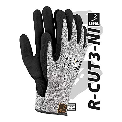 Reis R-CUT3-NI_10 Level3 Schutzhandschuhe, Schwarz-Weiß-Schwarz, 10 Größe, 12 Stück von REIS