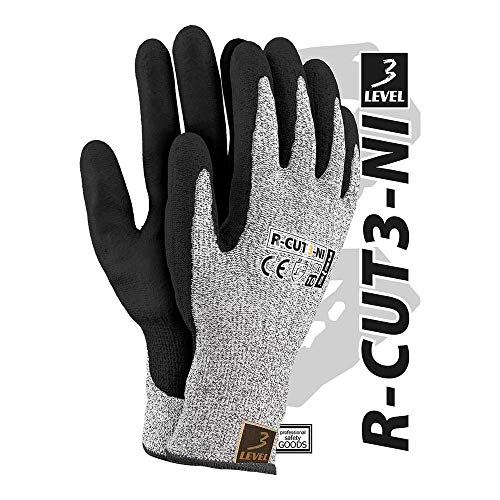 Reis R-CUT3-NI_11 Level3 Schutzhandschuhe, Schwarz-Weiß-Schwarz, 11 Größe, 12 Stück von REIS