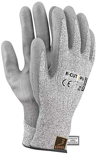 Reis R-CUT3-PU_8 Level3 Schutzhandschuhe, Schwarz-Weiß-Grau, 8 Größe, 12 Stück von REIS