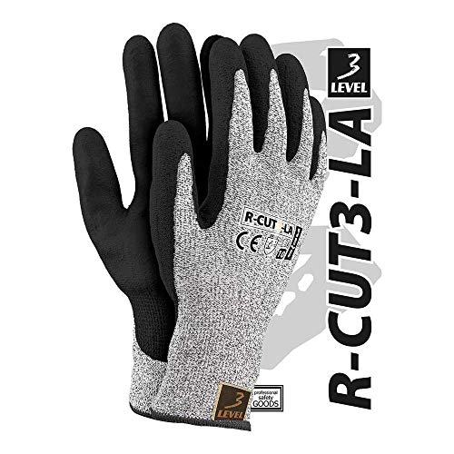 Reis R-Cut3-La_7 Level3 Schutzhandschuhe, Schwarz-Weiß-Schwarz, 7 Größe, 12 Stück von REIS
