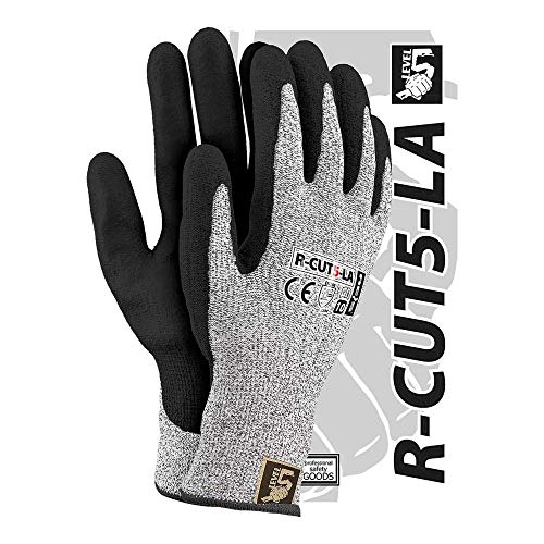 Reis R-Cut5-La_10 Level5 Schutzhandschuhe, Schwarz-Weiß-Schwarz, 10 Größe, 12 Stück von REIS