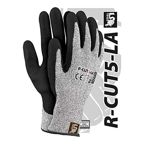 Reis R-Cut5-La_7 Level5 Schutzhandschuhe, Schwarz-Weiß-Schwarz, 7 Größe, 12 Stück von REIS