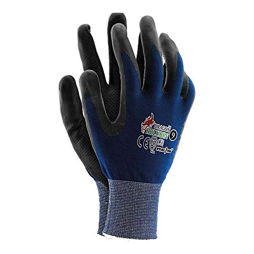 Reis RBLUBIN7 Dragon Schutzhandschuhe, Blau-Schwarz, 7 Größe, 12 Stück von REIS
