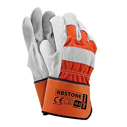 Reis RBSTONE Schutzhandschuhe, Orange-Hellgrau, 10 Größe, 12 Stück von REIS