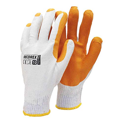 Reis RECOREX Schutzhandschuhe, Weiß-Orange, 10 Größe, 12 Stück von REIS