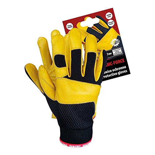 Reis RMC-FORCE8 Mechanics Gloves Schutzhandschuhe, Schwarz-Gelb, 8 Größe, 12 Stück von REIS