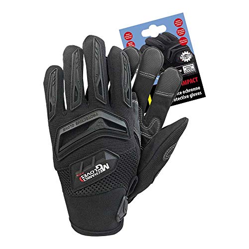 Reis RMC-IMPACT_BBM Mechanics Gloves Schutzhandschuhe, Schwarz-Schwarz, M Größe, 12 Stück von REIS