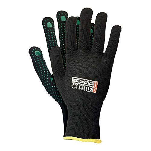 Reis RNYDO-COLOR10 Schutzhandschuhe, Schwarz-Grün, 10 Größe, 12 Stück von REIS