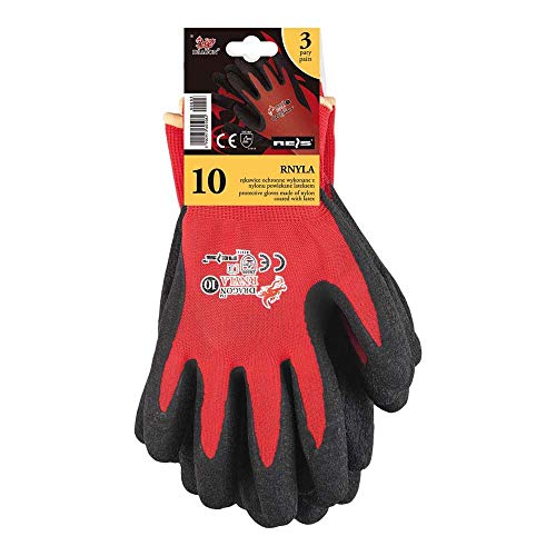 Reis RNYLA-S_CB10 Dragon Schutzhandschuhe, Rot-Schwarz, 10 Größe, 12 Stück von REIS