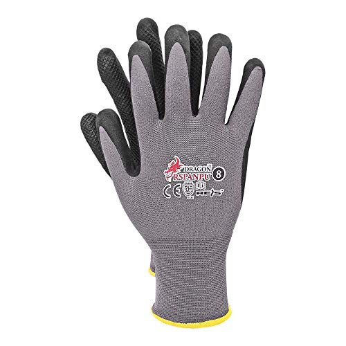 Reis RSPANPU10 Dragon Schutzhandschuhe, Grau-Schwarz, 10 Größe, 12 Stück von REIS