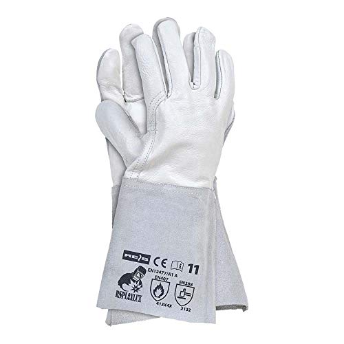 Reis RSPL2XLUX Indianex Gloves Schutzhandschuhe, Weiß-Hellgrau, 11 Größe, 12 Stück von REIS