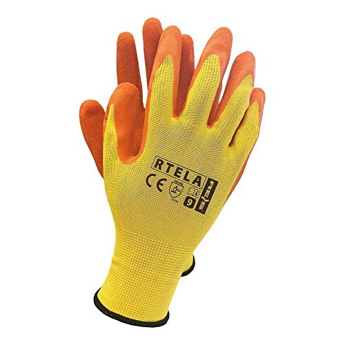 Reis RTELA_YP10 Schutzhandschuhe, Gelb-Orange, 10 Größe, 12 Stück von REIS