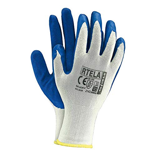 Reis RTELA8 Schutzhandschuhe, Weiß-Blau, 8 Größe, 12 Stück von REIS