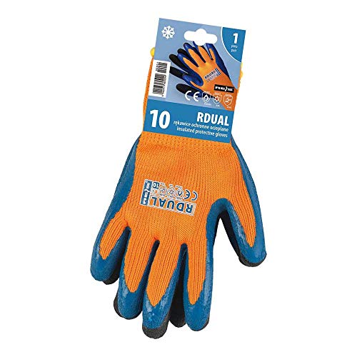 Reis Rdual-S_Pnb10 Schutzhandschuhe, Orange-Schwarz-Blau, 10 Größe, 12 Stück von REIS