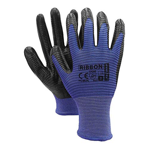 Reis Ribbon_Nb11 Schutzhandschuhe, Blau-Schwarz, 11 Größe, 12 Stück von REIS