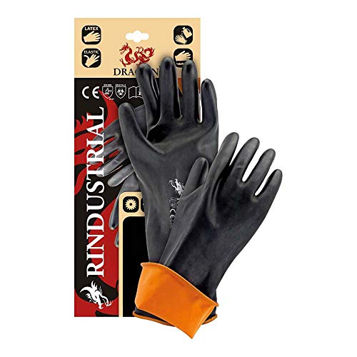 Reis Rindustrial-35 Dragon Schutzhandschuhe, Schwarz-Orange, 11 (35 cm) Größe, 12 Stück von REIS