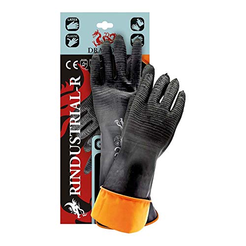 Reis Rindustrial-R35 Dragon Schutzhandschuhe, Schwarz-Orange, 11 (35 cm) Größe, 12 Stück von REIS