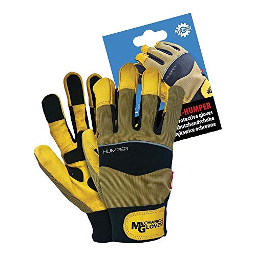 Reis Rmc-Humper_Brby10 Mechanics Gloves Schutzhandschuhe, Braun-Schwarz-Gelb, 10 Größe, 12 Stück von REIS