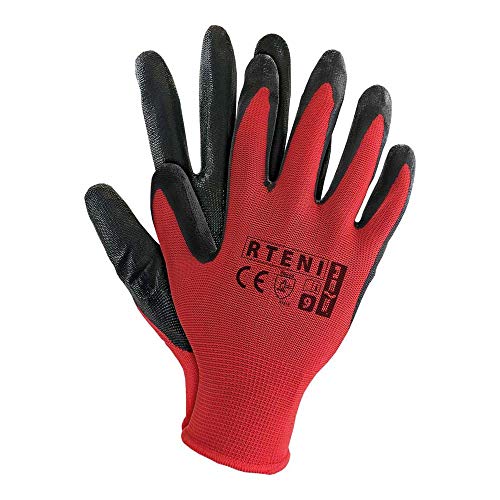 Reis Rteni_Cb10 Schutzhandschuhe, Rot-Schwarz, 10 Größe, 12 Stück von REIS