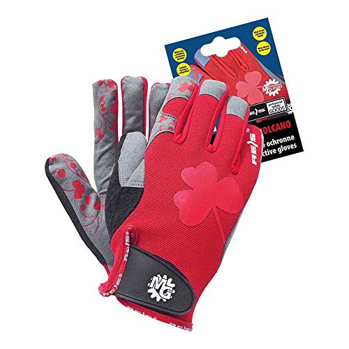 Reis Rvolcano6 Mechanics Gloves Schutzhandschuhe, Rot-Grau-Schwarz, 6 Größe, 12 Stück von REIS