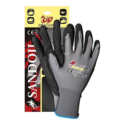 Reis Sandoil11 Dragon Schutzhandschuhe, Grau-Schwarz, 11 Größe, 12 Stück von REIS