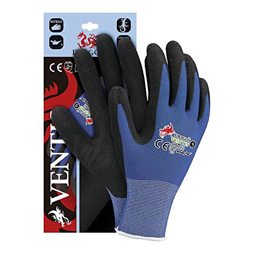 Reis Ventis8 Dragon Schutzhandschuhe, Blau-Schwarz, 8 Größe, 12 Stück von REIS