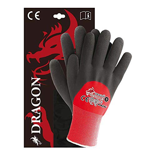 Reis WINHALF3_CB_8 Dragon Schutzhandschuhe, Rot-Schwarz, 8 Größe, 12 Stück von REIS