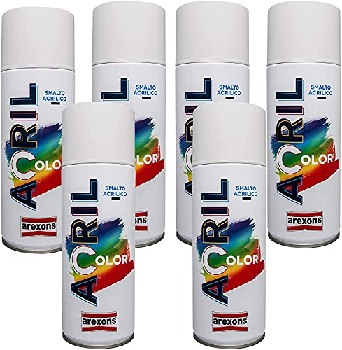 Lackspray Packung 6 Stück Dose Acryllack selbstreinigendes Ventil für alle Oberflächen Arexons (Traffic Red RAL 3020) von REITANO GROUP