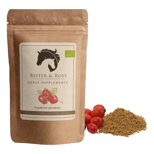 Reiter & Ross Bio Hagebuttenpulver Pferd | gemahlene Hagebutten für Pferde - artgerechtes Einzelfuttermittel | Hagebutten Pferd | 100% Hagebuttenpulver Bio 1kg, plastikfrei verpackt (1000g) von REITER & ROSS