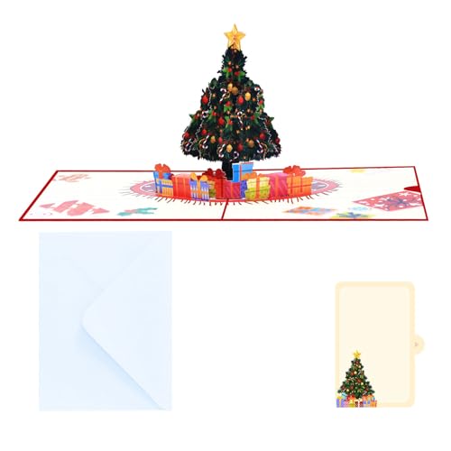 Feiertagsfeierkarte Mit Papiergraviertem Weihnachtsbaum Und Präsentiert Handgefertigte Begrüßung Popup Holiday Begrüßung von REITINGE